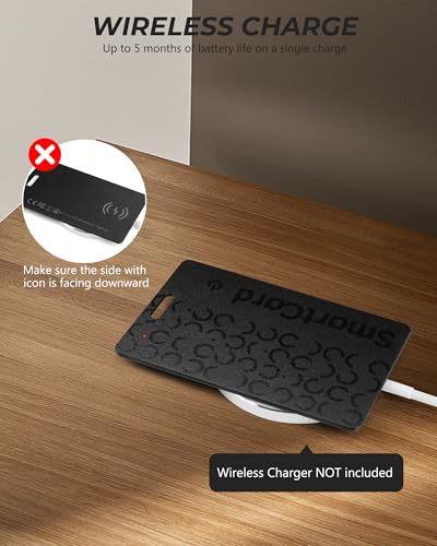 Wallet Tracker Card Air Tracker Tag (iOS Only) - Work with Apple Find My, Rechargeable Slim Bluetooth Tracker Smart Card Wallet Finder, IP68 Waterproof, Item Locator for Luggage Tags, Passports, Purse