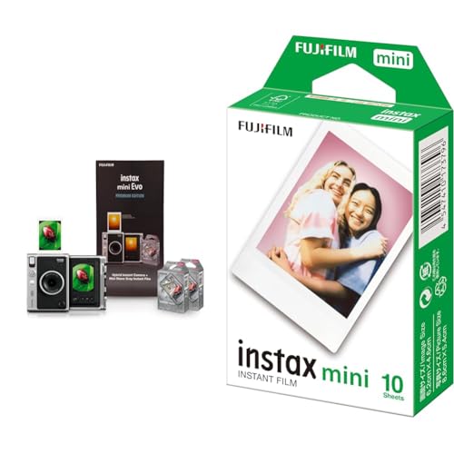 Image of Fujifilm Instax Mini Evo Hybrid Camera Premium Edition with 20 Shots of Stone Gray Film and 100 Diff
