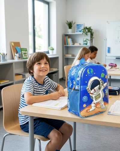 Image of Stylbase Kids 3D bags for boys girls Cartoon Backpack Lightweight, Waterproof, Adjustable Shoulder Straps, 2 Compartments School kids bags for 2-5 years (Space)
