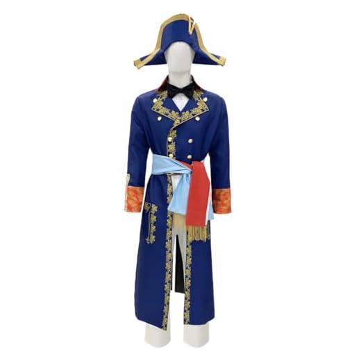 COSUNION Disfraz de Napoleón con sombrero, disfraz de Napoleón Bonaparte para Halloween, juego de rol colonial histórico (adulto, XXL)