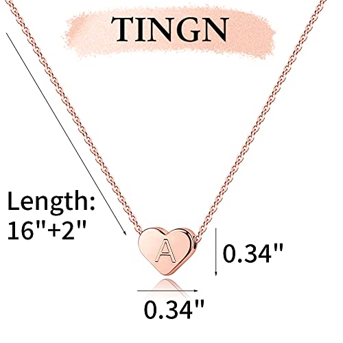 TINGN Tiny Heart Initial Necklaces for Girls - 14K Rose Gold Filled Heart Pendant Handmade Dainty Heart Letter Initial Necklaces for Teen Girls Kids Jewelry Gifts Christmas Gifts for Girls Necklaces - Image 5
