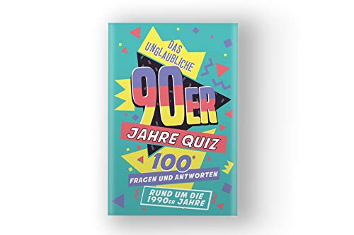 Quizkarten 90er Jahre | Lustiges Kartenspiel | 100 Quizfragen | Wissensspiel | Trivia Cards: Awesome 90s | Spiel für Erwachsene | Quiz Karten mit Fragen | Geschenk für Weihnachten, Geburtstag, Party