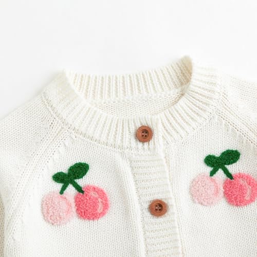 Image of Simplee kids Baby Sweater Toddler Girls Cardigan Sweater Embroidered Strawberry Knit Sweater