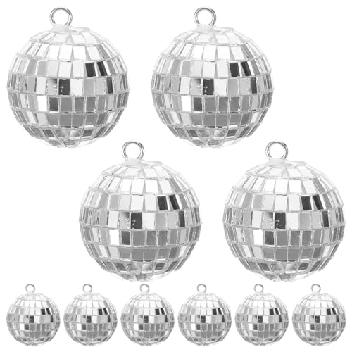 Yardwe Chic Mirror Ball Disco Decor 10pcs Wind Chime Pendant for Christmas Wedding Home Decor