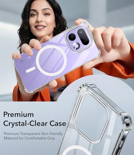 Image of Jkobi Shockproof Crystal-Clear Back Cover for Realme 16 Pro (Magsafe Wireless Support | Drop & Camera Protection | Hard Polycarbonate)