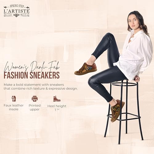 Spring Step L'Artiste Danli-Fab Fashion Sneakers – Premium Leather with Tapestry Print Upper - Lace Up Zipper Closure, Removable Insole, Flat Platform Sole4