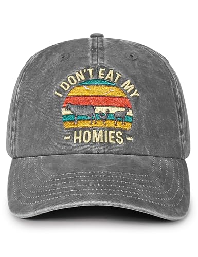 InnoBeta Vegan Gifts for Women Men Adjustable Embroidered Cap Grey