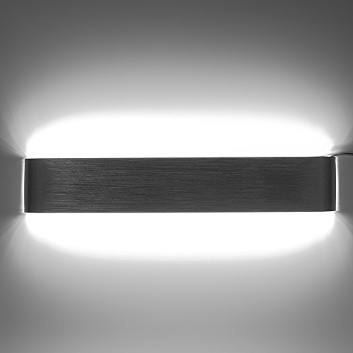 Haofy - Lámpara de pared moderna con LED, 12 W/18 W, 2700 K-6500 K, lámpara interior de yeso de arriba a abajo, para dormitorio, pasillo, escaleras, cuarto de baño, 18 W, 48 cm, color blanco