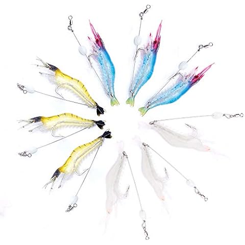 VTAVTA 3.55” Soft Lures for Bass Salmon Fishing Lifelike Luminous Shrimp Fish Baits Cover