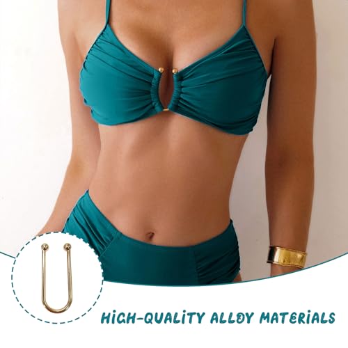 Image of 10Pcs Alloy Bikini Clips, Metal U Shape Ring Garment Clasps, Bra /Bikini Hook Closure, Swimwear Front Clasp, Bra Clasp Replacement Part for Lingerie Sewing Bra Swimwear Buckle Making Garment Accessory