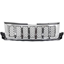 Compatible with 11-13 Grand Cherokee Overland Front Grille Assembly Chrome w/Black Insert