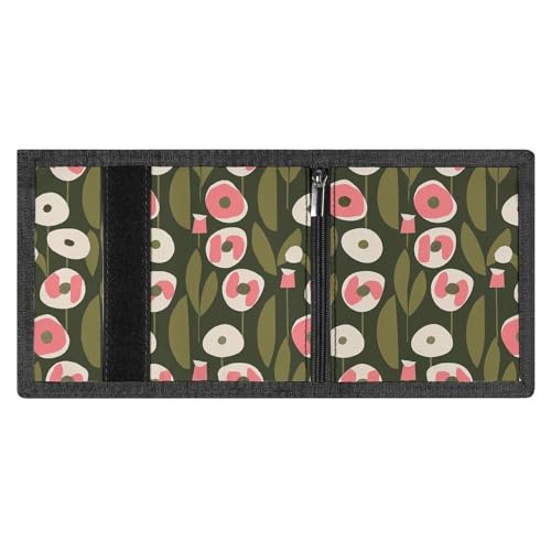 Olive Green Flowers Trifold Wallet for Men - Money Clip Slim Wallets with Multiple Card Slots Minimalist Small Front Pocket Wallet for Everyday Carry4