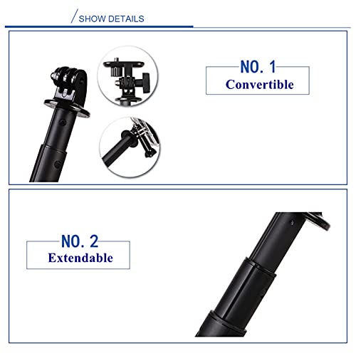 NMD&LR Palo Extensible para Selfies para Cámaras De Acción, Monopié De Mano De Aleación De Aluminio De 23-75 Cm, Varilla De Extensión Telescópica Ultraligera Compatible con Gopro, Teléfonos - imagen 3