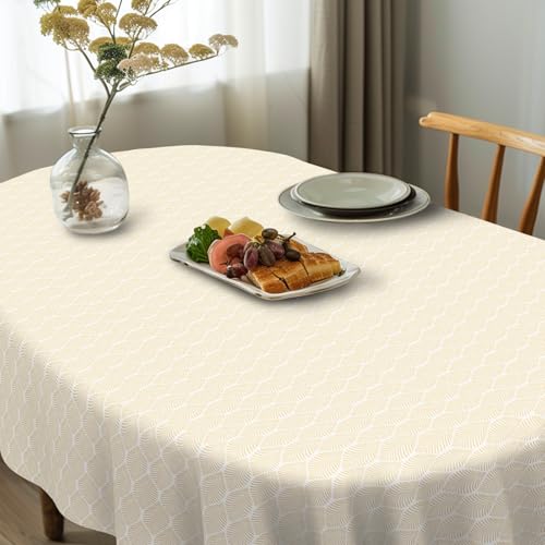 bnhjsdw Oval Tablecloth, French Country Printed Oval Table Cloth-60x84 Inch, Fabric Washable and Waterproof Oval Table Cover for Farmhouse Kithchen Dining Decoration by bnhjsdw - Used condition - Image 4