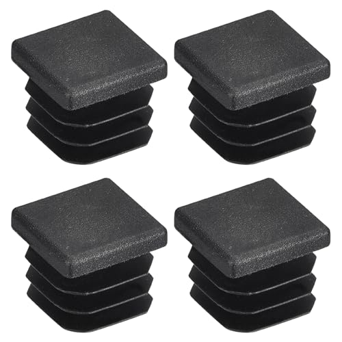 Image of uxcell 4Pcs 16mmx16mm(0.63inch) Plastic Tubing Plug Square Post End Caps for Handrail Stair Newel Guardrail Tube Black