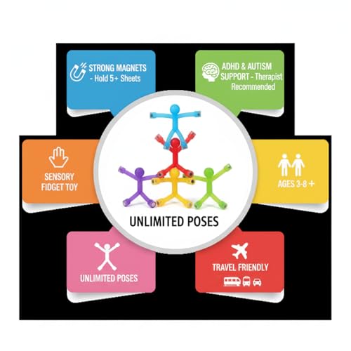 Earth Magnetic-Man 8 Piece Flexible Magnetic Figures Set - Medium (Assorted Colors)