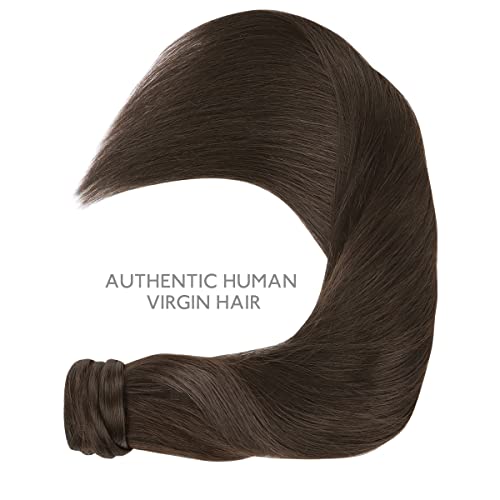 Image of WENNALIFE Ponytail Hair Extension, 18 Inch 80g Dark Brown Ponytail Extension Human Hair Clip in Wrap Around Remy Human Hair Extension Hairpieces