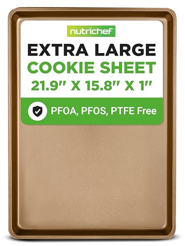 NutriChef Nonstick XL Cookie Sheet Baking Pan, Extra Large 22 Inch x 16 Inch, Carbon Steel Oven...