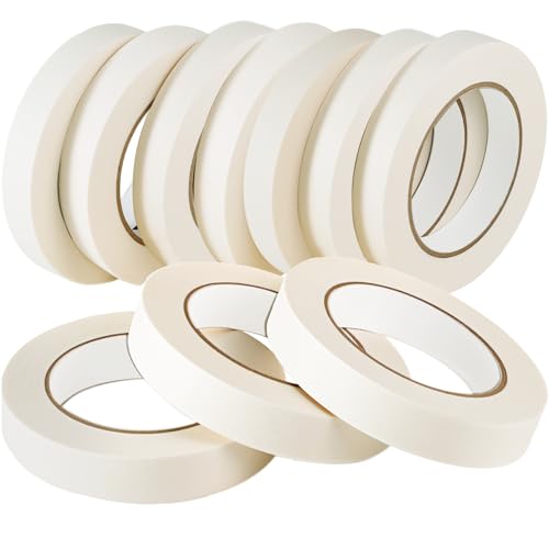 Image of Masking Tape,Adhesive Painting Tape Bulk,Beige White Painters Tapes,General Purpose Masking Tapes for Painting,Labeling,Crafting,School,Home,0.75 inch x 55 Yards x 10 Rolls (550 Total Yards)