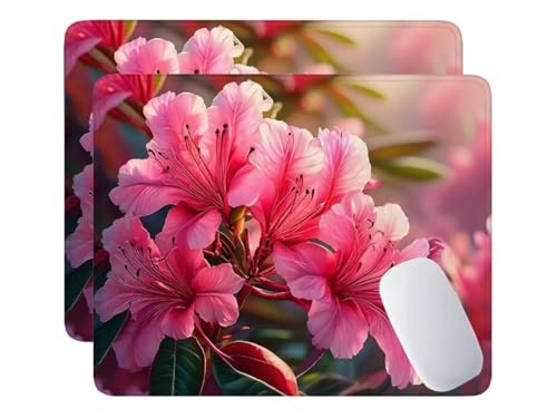 Alfombrilla de Ratón para Juegos 180x230x3 mm, 2 Pcs Alfombrilla Ratón Flores Rosa, Alfombrilla de Ratón de Sobremesa para Portátil, Alfombrilla de Ratón con Base de Goma Antideslizante Y-434