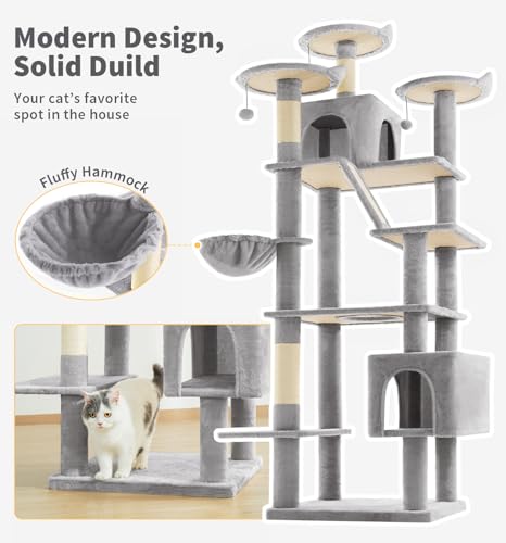 Árbol para gatos alto 80 pulgadas con 3 perchas y condos miniatura 7