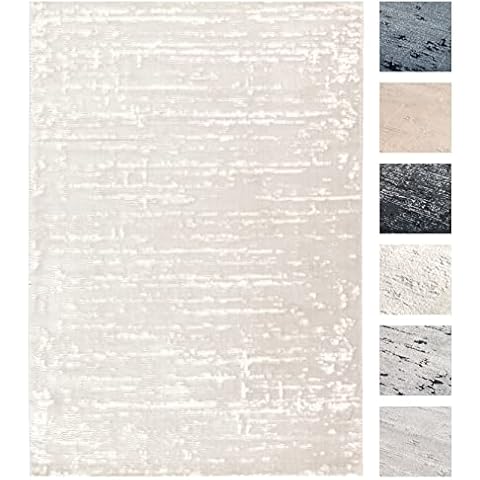 TESSO LIVING Kurzflor Teppich Wohnzimmer Weiß 155 X 230 cm Cover