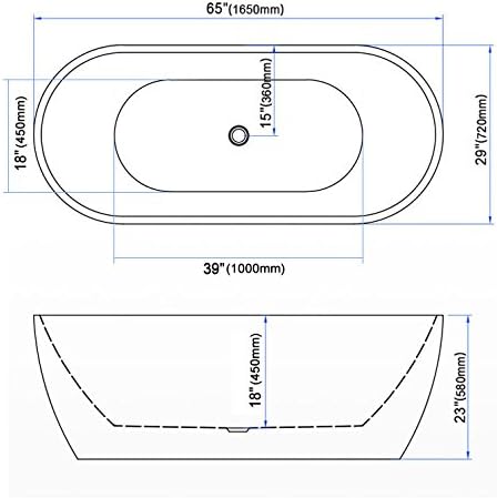 Miniatura 5 de Bañera independiente de 65 pulgadas con certificación CUPC de acrílico sin costuras blanco puro para remojar el spa con parte inferior plana, estilo