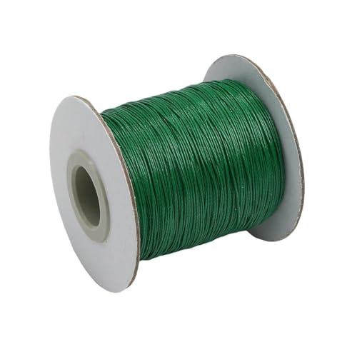 Lote de 10 m de cordón de algodón Encerado, Hilo Encerado, Correa para Collar, Cuentas para Pulseras DIY y bisutería, Color Verde, 0,5 mm (10 Metros)