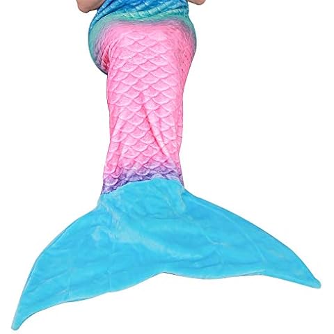 Softan Adults Mermaid Tail Blanket, Soft Flannel Fleece Mermaid Tail Blanket for Girls, Mermaid Sleeping Blanket with Rainbow Ombre Fish Scale Design, Best Mermaid Gifts for Women Ladies, 63 x 152cm Cover