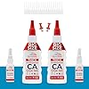 BondXtra Thick Viscosity 8 oz. Premium CA Glue for Woodworking with Extra Bottles, Caps and Microtips, Super Glue Kit for Woodturning, Plastic, Wood and DIY Craft