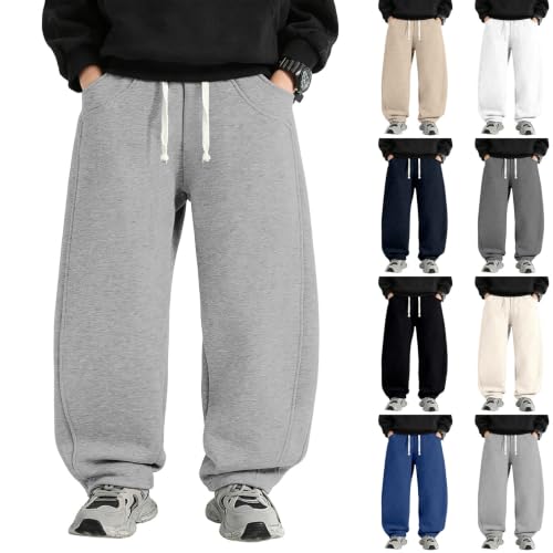 Boys Barrel Sweatpants, Wide Leg Athletic Elastic Waist Baggy Track Pants - image 1