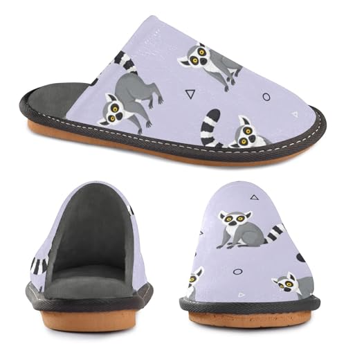 Slippers for Women Lemur Pattern with Geometric Shapes Soft Fuzzy Women's Slippers Indoor and Outdoor Shoes2