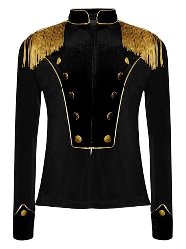 Moily Kids Marching Band Majorette Uniform Boys Girls Long Sleeve Zipper Tassels Velvet Drum Major Jacket Top3