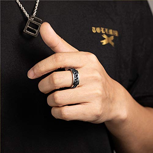 Byhoo Ring Drinks Bottle Opener for Women Men, Beverages Cap Opening Tool Durable Portable Remover Household Appliances Kit Gadget Perfect Utility Gift for Parties Punk Silver + Black, Size 11 (2 PCS)