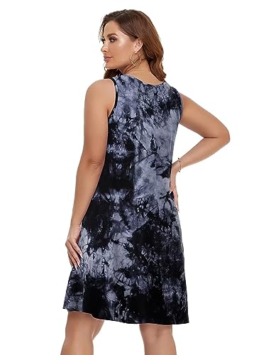 Image of BELAROI Women Casual Summer Beach Dresses Plus Size Sundress V Neck Pockets Swing Tank Dress Cover Ups