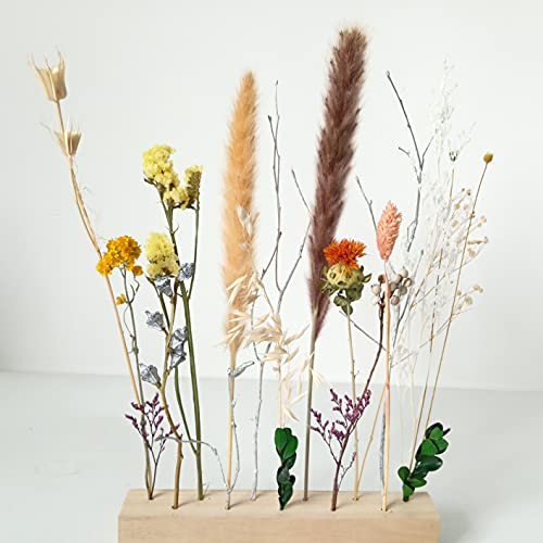Flores naturales secas con adorno artesanal de madera miniatura 3