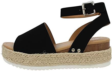 Soda Women's Open Toe Halter Ankle Strap Espadrille Sandal (11 M US, Black) | Image 1