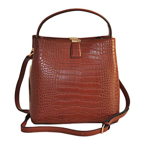 Sac à Main TOM & EVA façon Croco - Marron