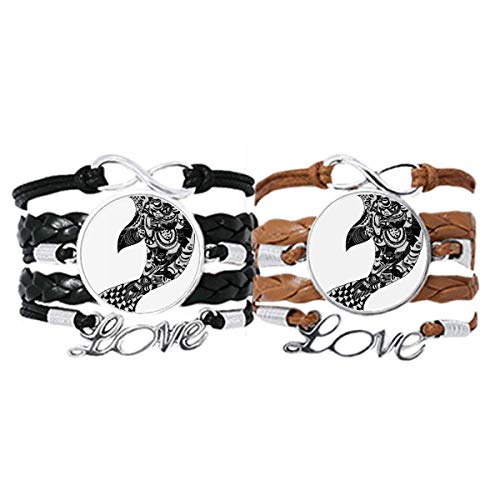 Bracelet corde et cuir dessin montagnes pour un style bohème au quotidien