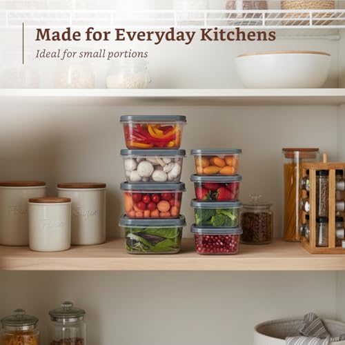 Image of Amazon Brand - Solimo Modular Plastic Storage Container Set | Airtight Lid | BPA-Free Plastic | Microwave, Freezer & Dishwasher Safe | Kitchen & Pantry Storage | 600ml & 1400ml | Set of 8