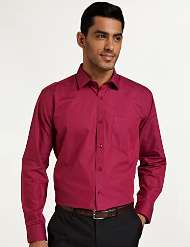 Image of Men's Solid Cotton Blend Formal Shirt with Pocket | Plain Design with Spread Collar & Full Sleeves - Regular Fit (Pack of 2)