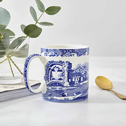 Spode Blue Italian Collection 9 Oz Mugs | Set Of 4 Cups For Tea, Warm Beverages, And Coffee | Made Of Fine Porcelain | Blue/White | Dishwasher And Microwave Safe #TOP6