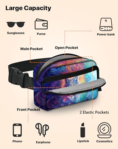 Image of Wolf Fanny Pack Lightweight Belt Bag Fashion Waist Pouch | Waterproof, Crossbody Bags for Women, Sports, Running, Traveling, Hiking
