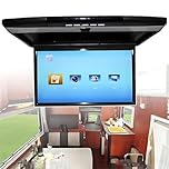 HuanEssentric 1080p Car Overhead Flip down Monitor,17.3 in Full Viewing Ceiling HD Digital TV with Light,Remote Control,Car Stereo Player Mp5,Flip down Video Display,HDMI,Ir Fm USB,Sd Black