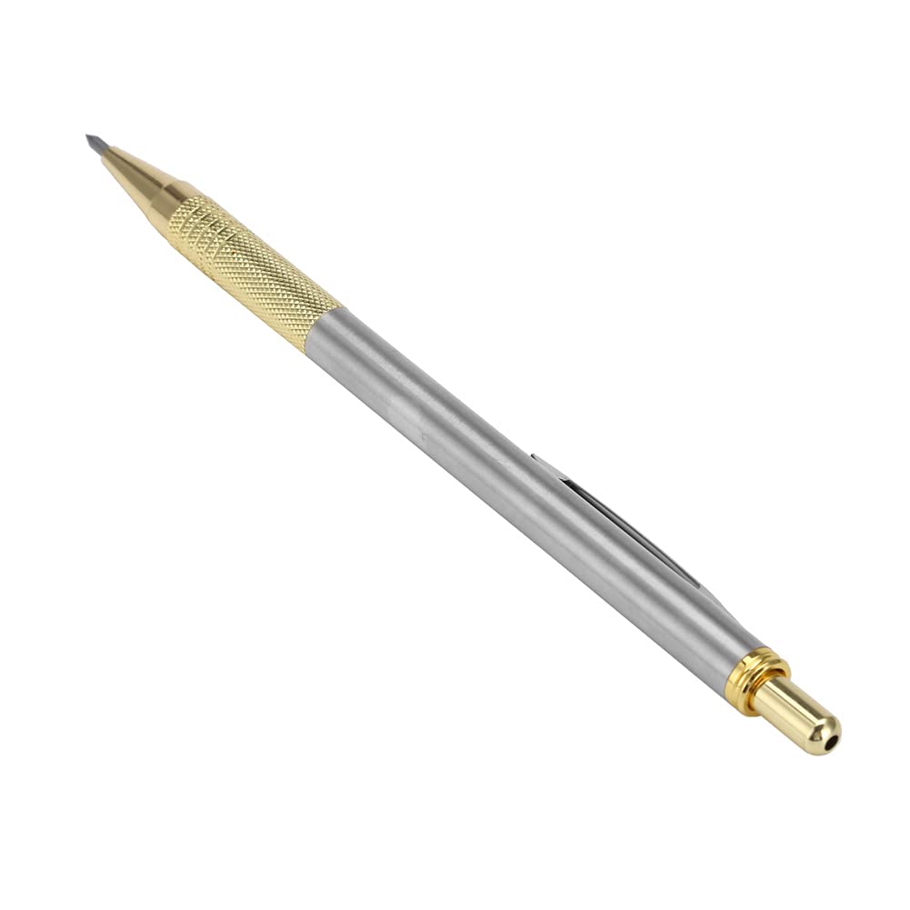Glass Cutter Scriber Pen, Steel Tip Lettering Pen Engraver Tool for Household Cutting Easy to Operate Household Cutting Glass Engraver for Flat Glass Engraving (Golden)