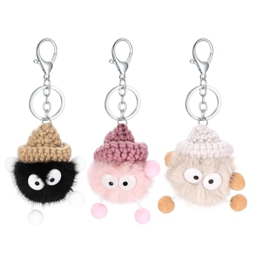 SUUEIOKL Llavero de Coche de Peluche, 3 Pcs Llaveros con Adorable Peluche Suave, Llaveros de Animal de Felpa para Mujeres Niñas, Adorno de Mochila, Bolsa y Llaves, Decoración de Coche