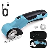Elektrischer Schere, Tragbarer Kartonschneider mit Sicherheitsschalter,320 U/Min Kabellose Kartonschneider mit LED-Licht & Ersatzklinge, 4V Universalschneider für Pappe Teppich Stoff Kunststoff (Blau)