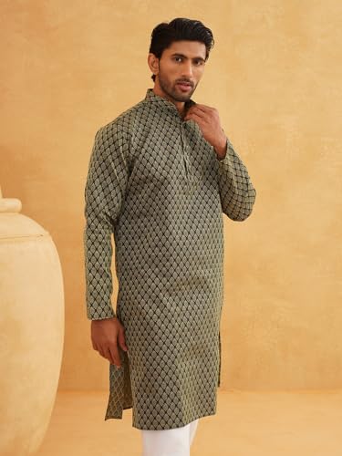 Image of SOJANYA Men's Cotton Regular Fit Casual (Since 1958 Linen Foil Printed ONLY Long Kurta