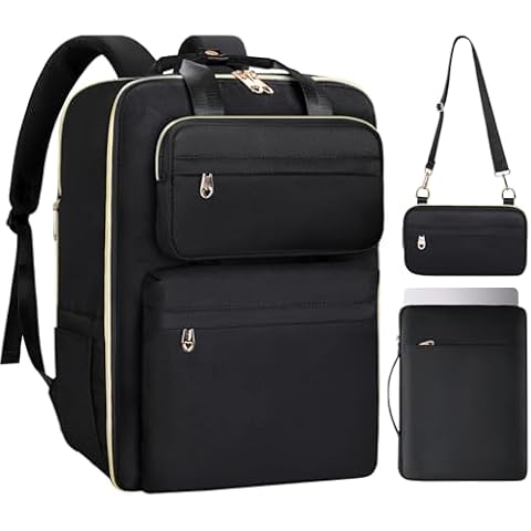 BERTASCHE Travel Backpack for Women, 35L Carry On Backpack Flight Approved with Shoe Pouch, Expandable Personal Item Travel Bag TSA 15.6'' Laptop Backpack for Work Trip Weekender Casual Daypack, Black Cover
