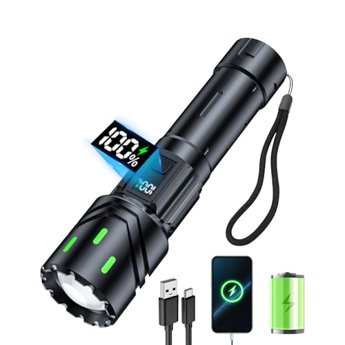 ZARRSON Flashlights High Lumens Rechargeable, LED Super Bright Flash Light, Tactical Flashlights with LCD Power Display, 5 Modes, Waterproof, Brightest Flashlight for Emergencies Camping